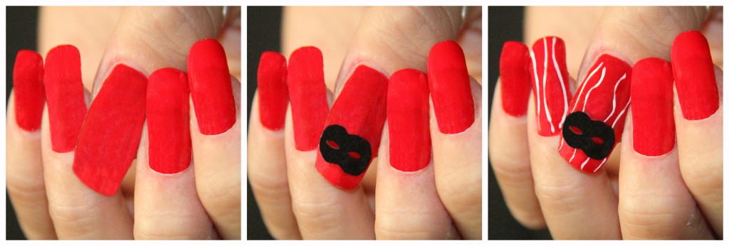 nails nailart unghie carnevale mardi gras rosso red nero black maschera mask coriandoli stellefilanti romyspace