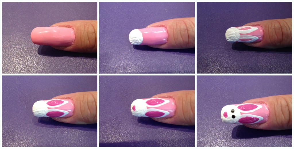 coniglio bunny nailart nails unghie romyspace decorazione pasqua easter rosa pink bianco white