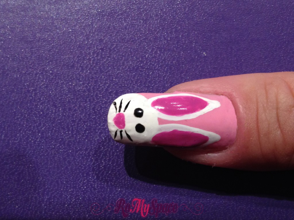 coniglio bunny nailart nails unghie romyspace decorazione pasqua easter rosa pink bianco white finale