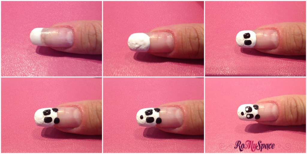 nailart nails unghie decorazione panda romyspace bianco nero black white