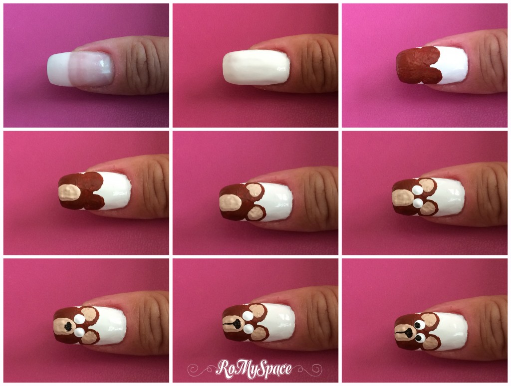 nailart nails nail decorazione unghie painting polish orso bear daniza smalto dotter bianco marrone white brown romyspace