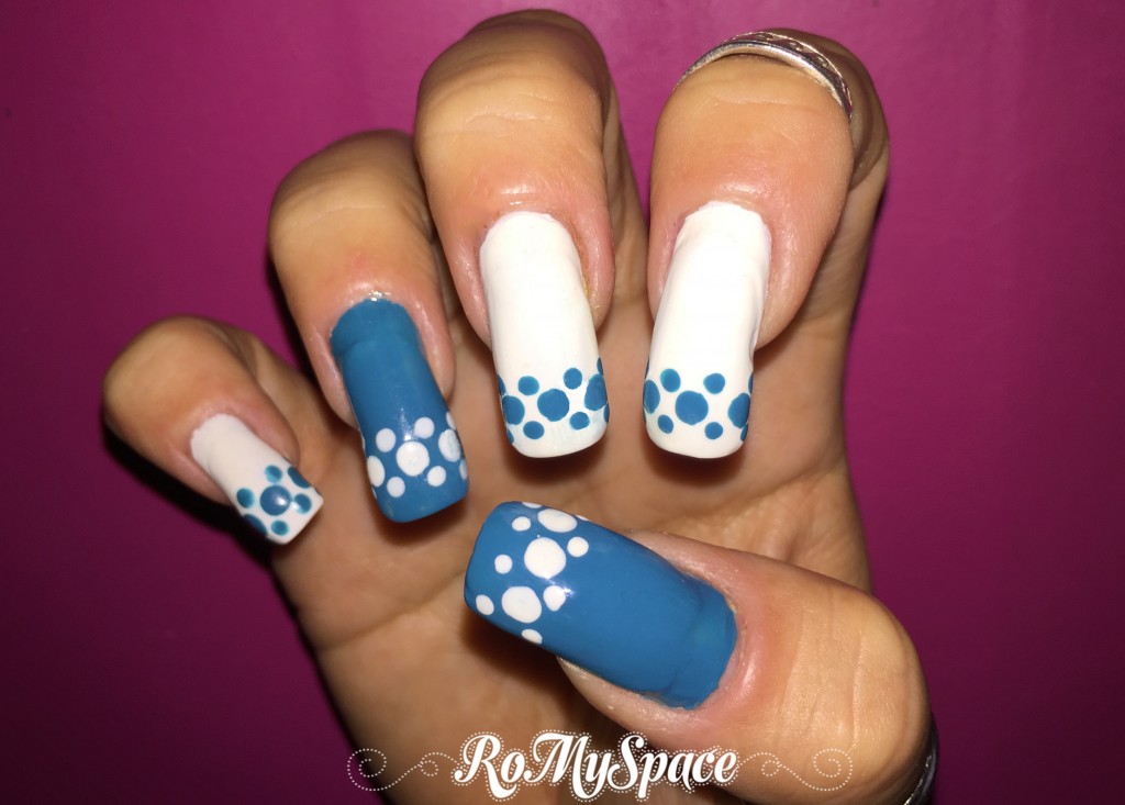 nails nailart nail art unghie decorazione polish smalto azzurro bianco blue azul blanco white teads party finale