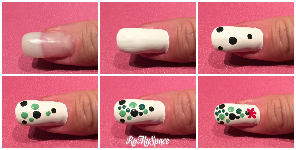 nail art nailart nails unghie manicure deorazione albero natale christmas tree xmas verde green bianco white romyspace smalto polish dotter