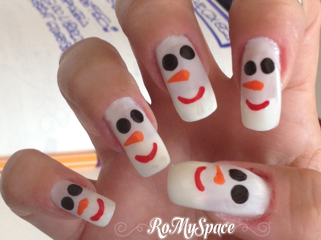 nailart nail art nails unghie decorazione pupazzo di neve snow smalto polish snowman romyspace foto tutorial finale copia