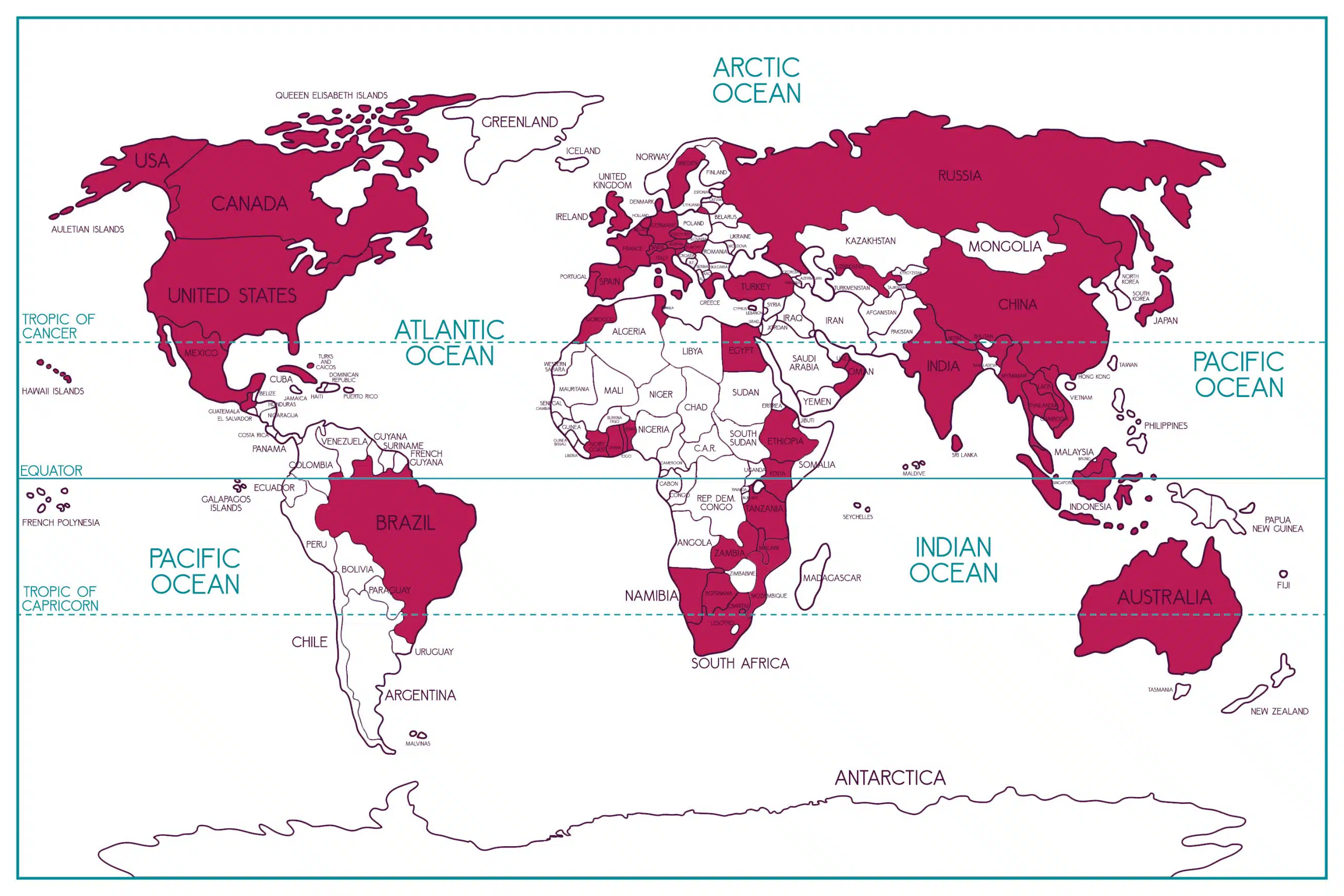 mappa con indicato tutti i paesi che abbiamo visitato romyspace